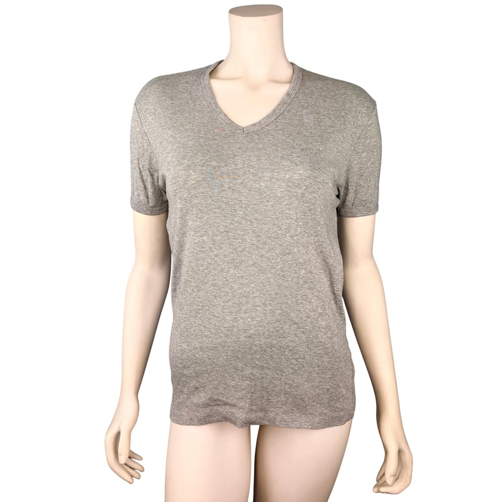 G-Star Raw T-Shirt Women S Gray V-Neck Short Sleeve Sustainable Logo Tee